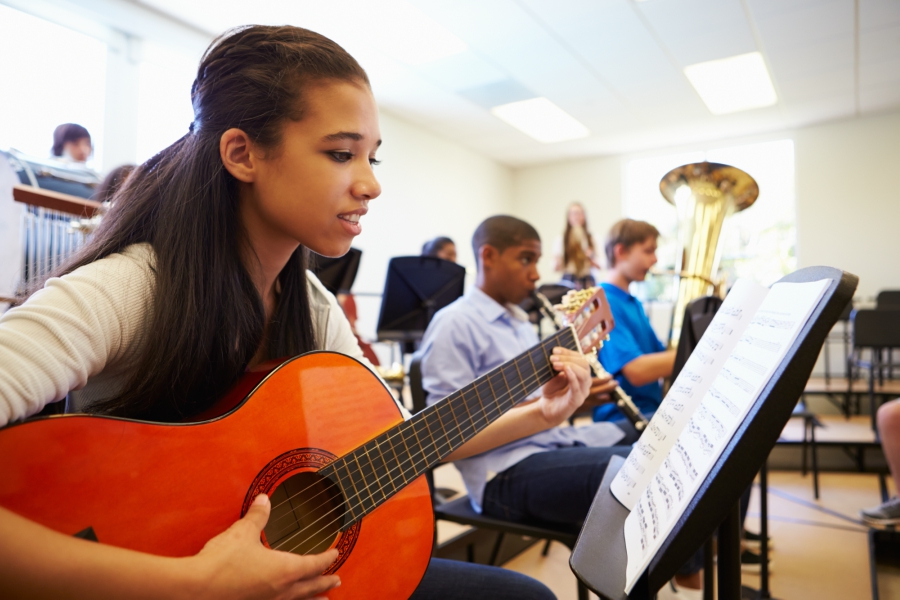 School activities extracurricular high band girl class student guitar playing monkey shutterstock credit via business do